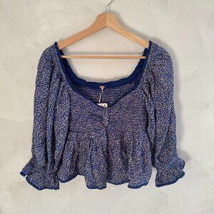 Free People Blue Floral Blouse